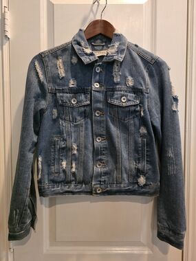 Ci Sono Distressed Blue Denim Jacket - Women's Casual Trucker Small
